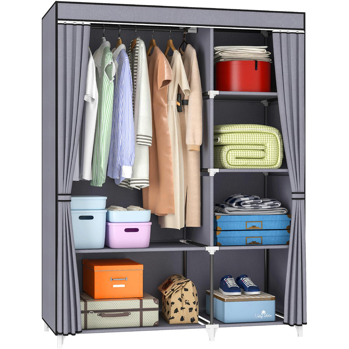 Portable Closet, Wardrobe Closet for Hanging Clothes with 1 Hanging Rods