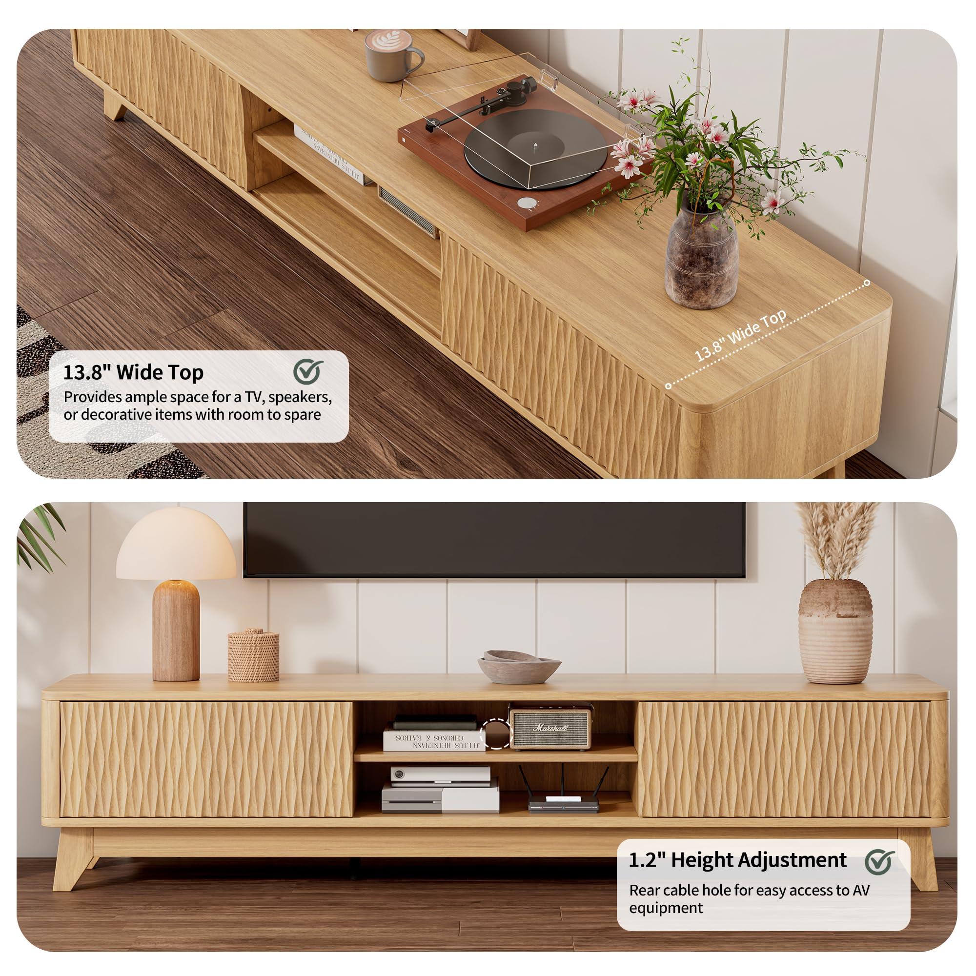 59" Mid Century Modern TV Stand with Sliding Doors