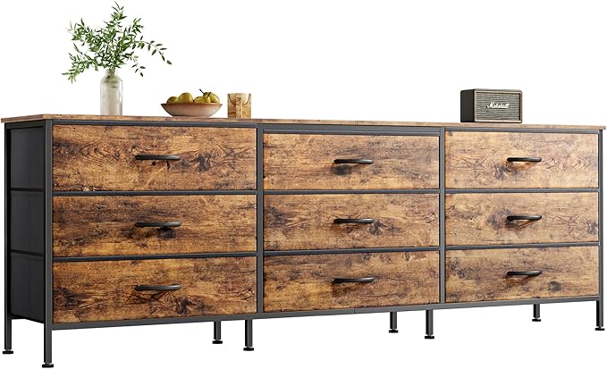 9 Drawer Dresser, 55 Inch Dresser