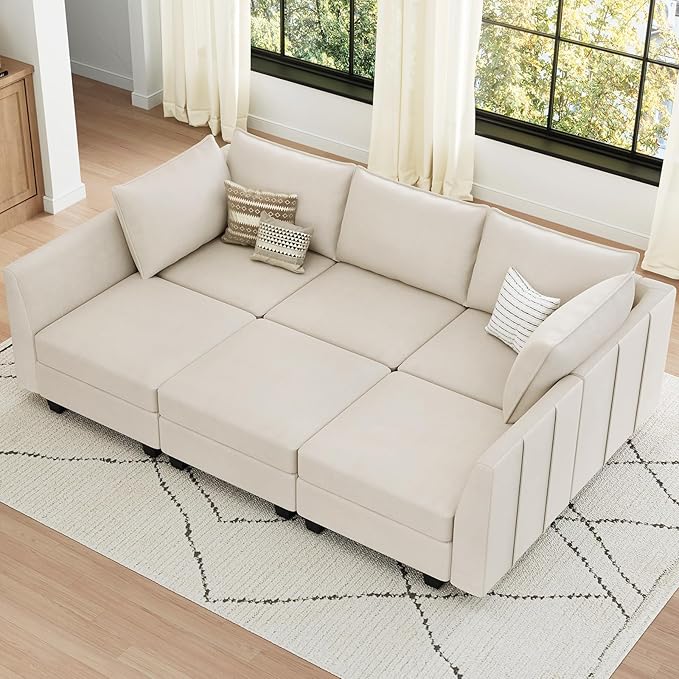 99.3”W L-Shaped Down Filled Sectional Couch, 4 Seater Modular Sofa