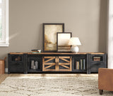 TV Stand Set with Charging Station and Drawers,85 inch Farmhouse Entertainment