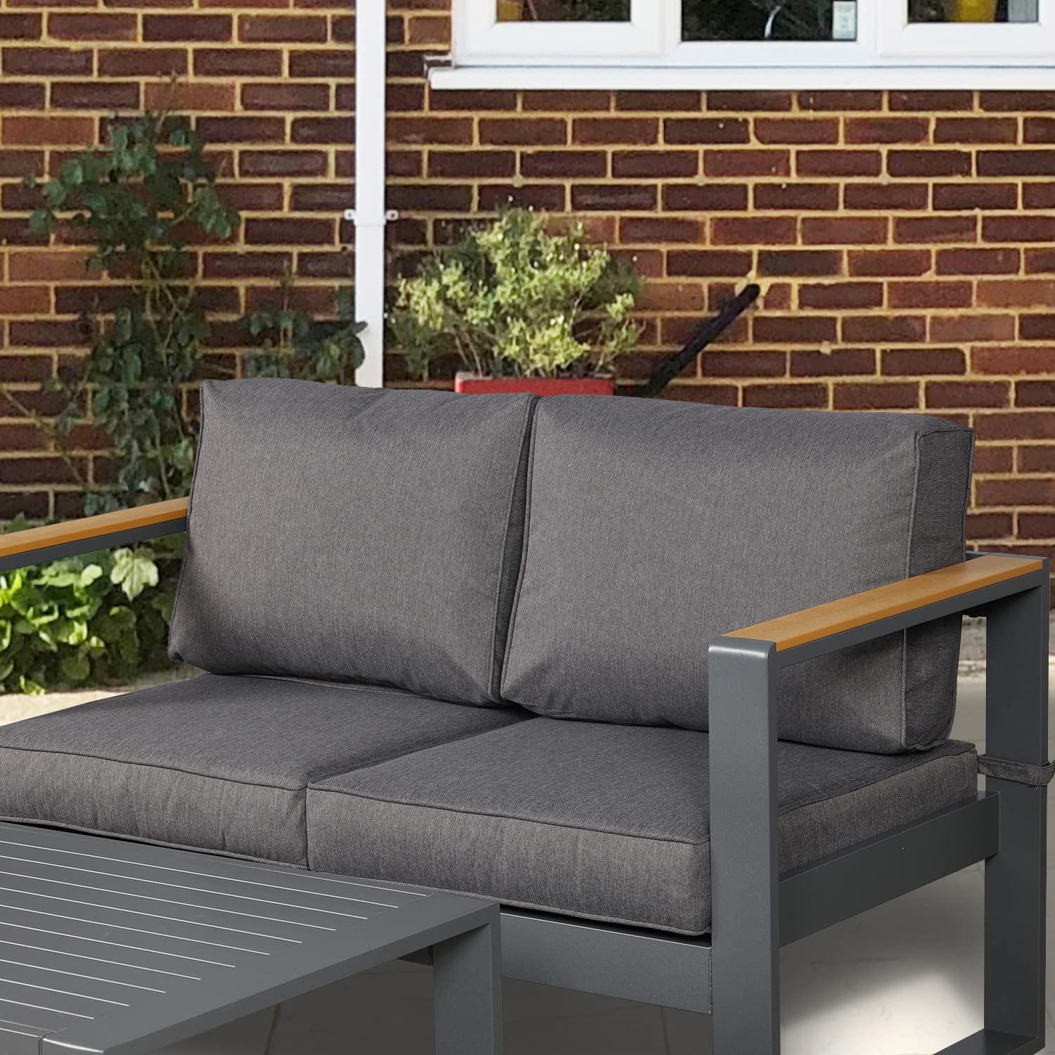 Outdoor Loveseat Sofa - Aluminum All-Weather Resistant Deep Seat Conversation Set