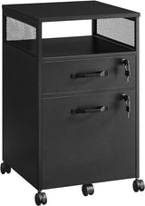 File Cabinet, Mobile Filing Cabinet on Wheels, for Home Office, 2 Lockable Drawers