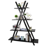 A Frame Bookshelf Storage Shelves, 4 Tier Ladder Bookcase Free Standing