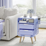 Nightstand,Cute End Table with Storage Drawer, Bedside Table Small Blue Bedroom Furniture