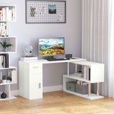 Rotating Computer Desk, 55" L-Shaped Desk, Corner Desk with Storage Shelves