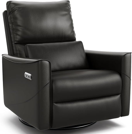 Recliner Chair, Glider Nursery Recliner Chair with Lumbar Support, Leather Swivel Rocker