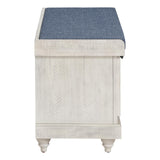 Dover Coastal Lift-Top Storage Bench with Shutter Face Styling, Distressed White Finish