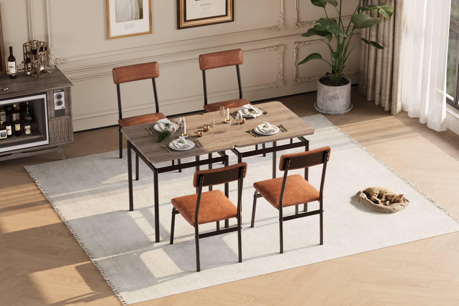 3-Piece Small Dining Table Set for 2 - Farmhouse Brown