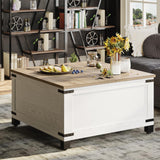 Farmhouse Coffee Table, Heavy-duty Coffee Table with Storage