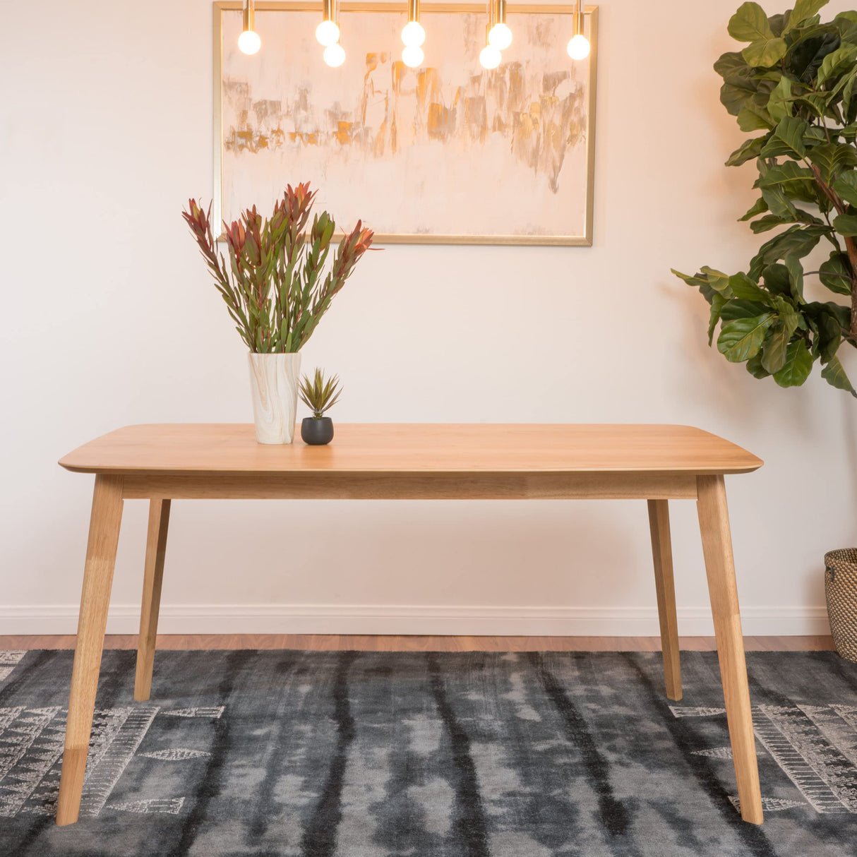 Nyala Wood Dining Table, Natural Oak Finish