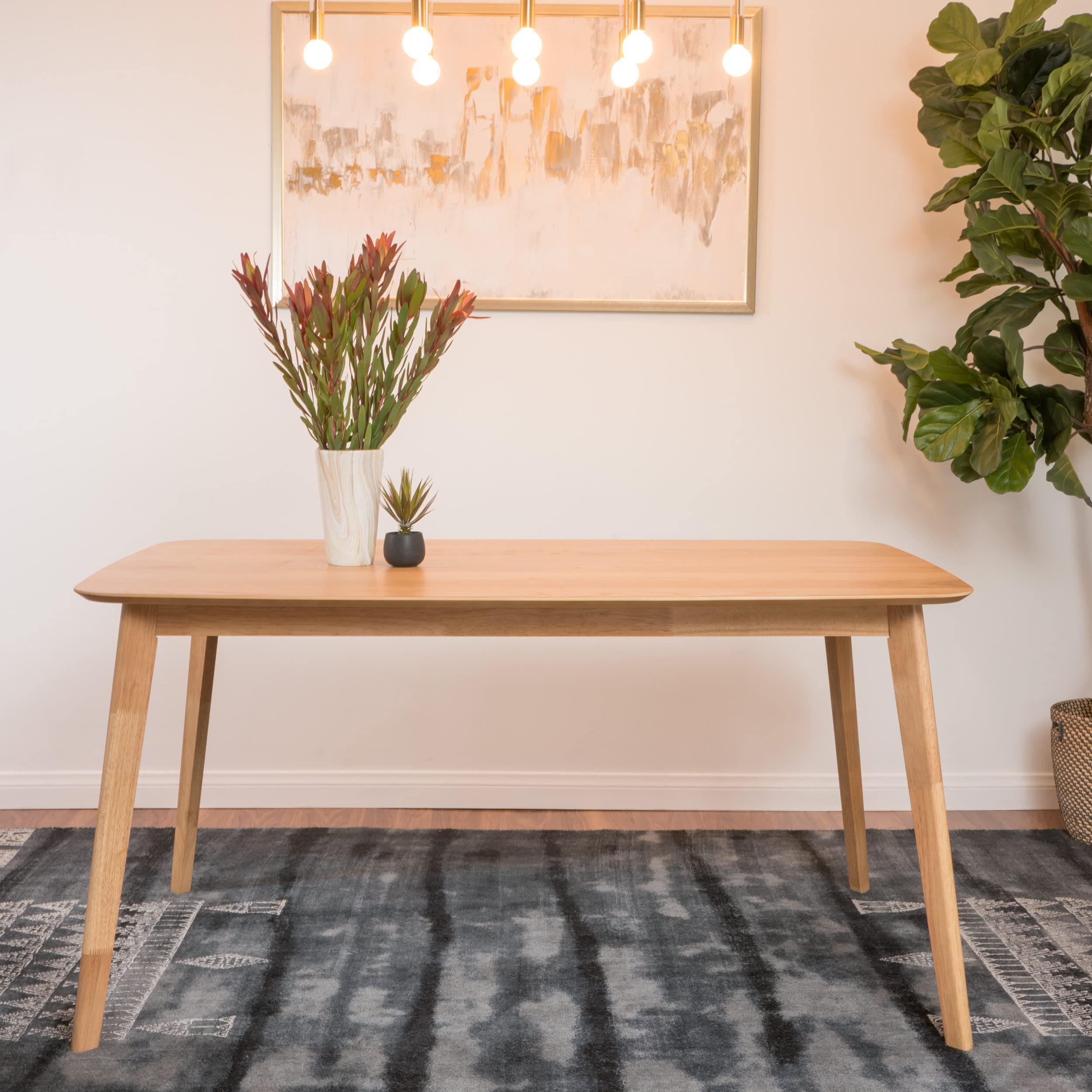 Nyala Wood Dining Table, Natural Oak Finish