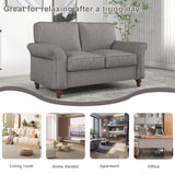 57" Comfy Loveseat Sofa, 2 Seater Small Sofa Couch with Tapered Wood Legs