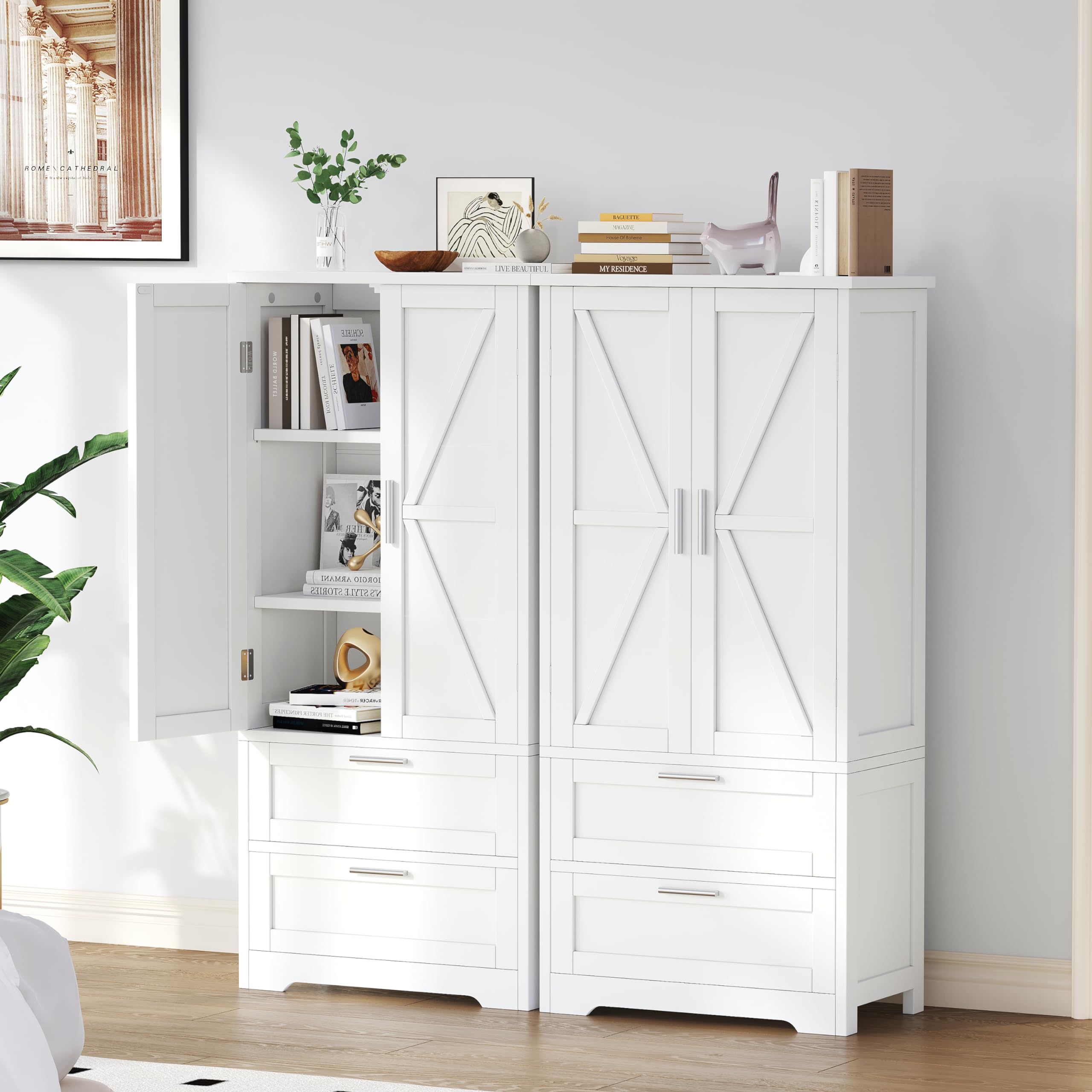 50.4" H Bathroom Storage Cabinet, Modern Floor Cabinet with Adjustable Shelfe