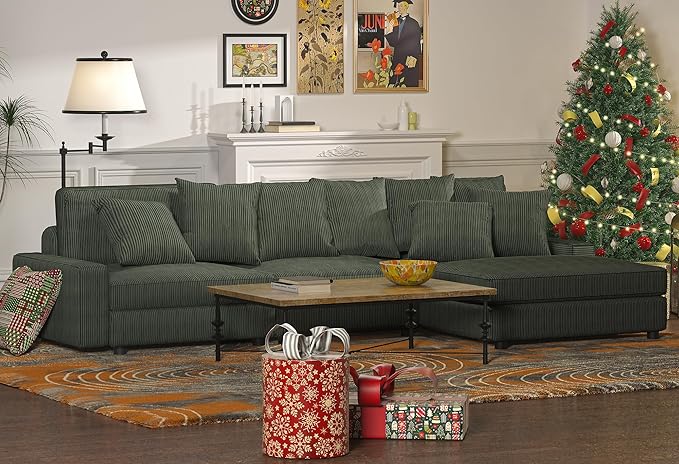 Oversized Modular Sectional Couch,146" L Shaped Corduroy Sofa