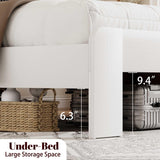 Queen Size Farmhouse Wooden Bed Frame with Headboard - White