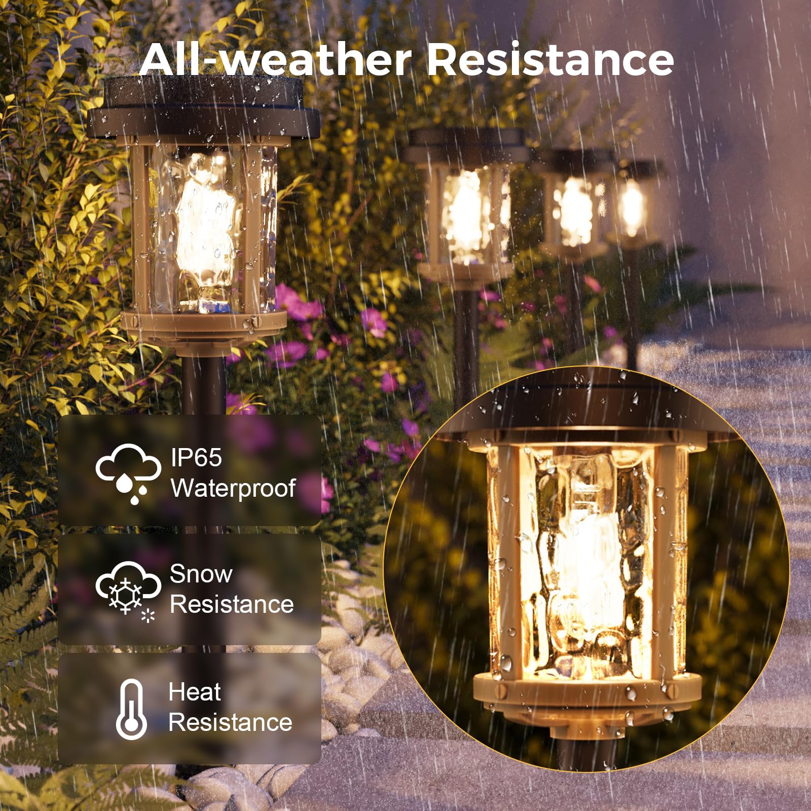 Solar Lights Outdoor, 4 Pack Solar Pathway Lights Outdoor, 15 LM LED Outdoor Solar