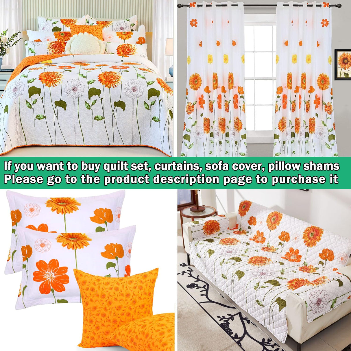Queen Comforter Set 7 Pieces Reversible Queen Size Comforters for All Season Orange