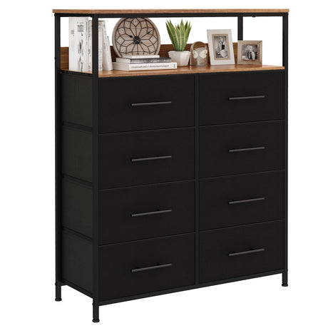 8 Drawer Dresser with 2-Layer Shelves, Chest of Drawers for Bedroom