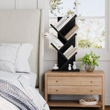 YMYNY 4 Tiers Tree Bookshelf, Retro Brown +Black,HBC014H+HBC014B