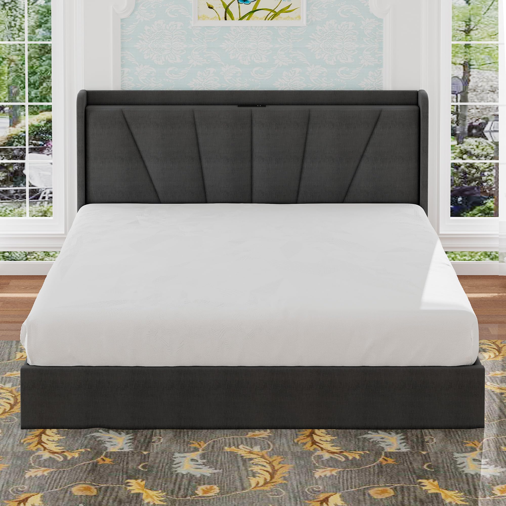 King Bed Frame and Upholstered Headboard