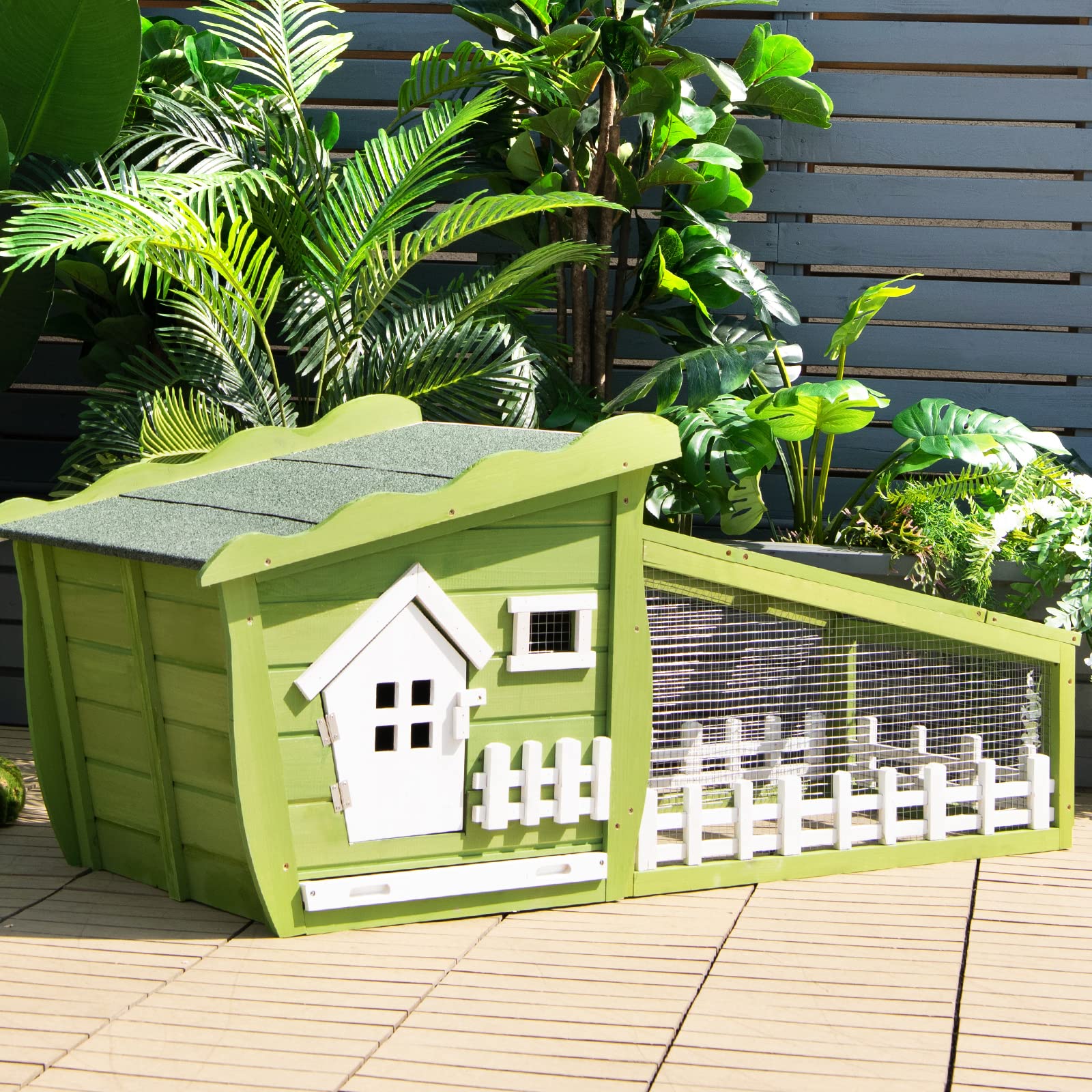 62 Inch Wooden Rabbit Hutch, Outdoor Chicken Coop