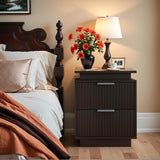 Nightstand, Night Stand with Drawers, Black Bedside Table, Modern End Side Table