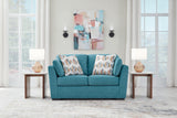 Keerwick Scandinavian Loveseat with 4 Toss Pillows, Blue