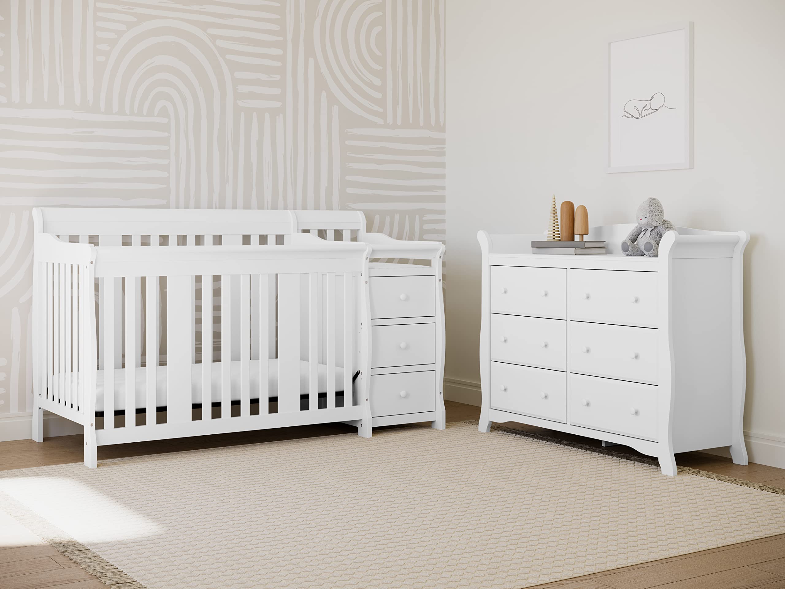 6 Drawer Double Dresser (White) – Dresser for Kids Bedroom, Nursery Dresser Organizer,