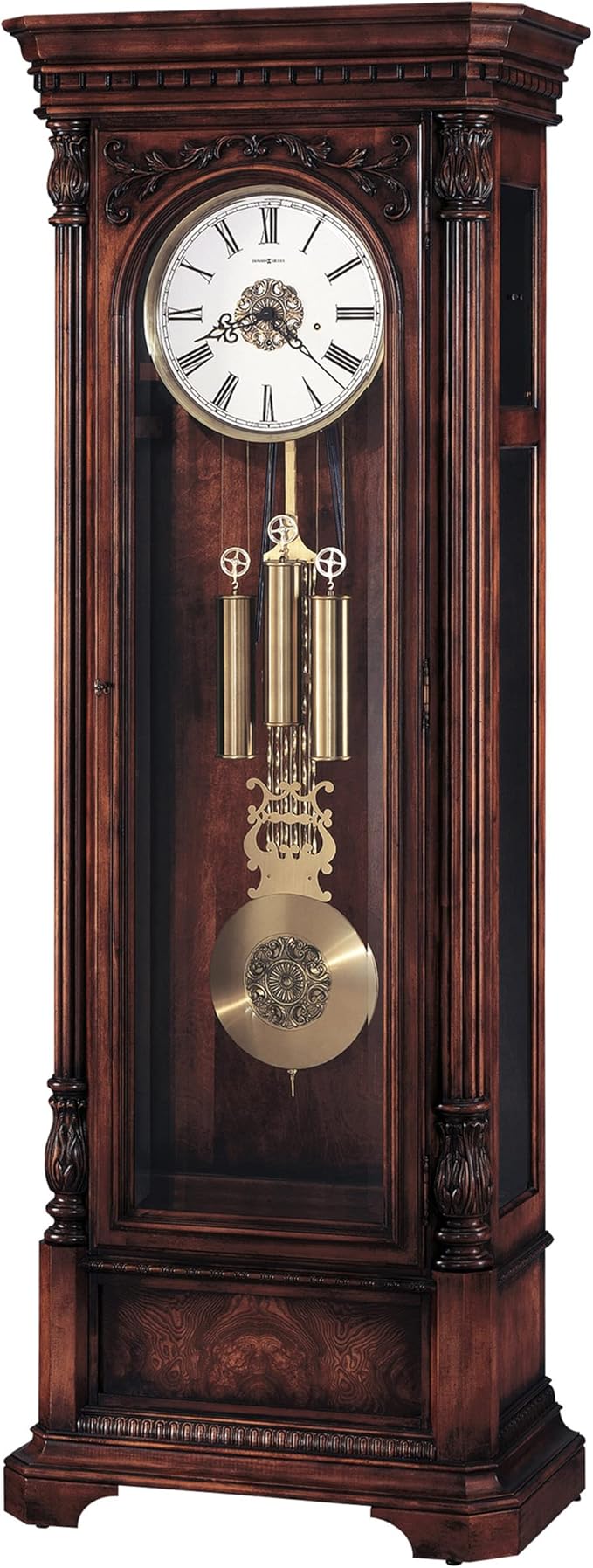 Perlman Floor Clock II, Wood Finish & Adjustable Levelers with Cable-Driven