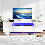 65IN LED TV Stand for 65/70/75inch TV,Modern White TV Stand for Living Room