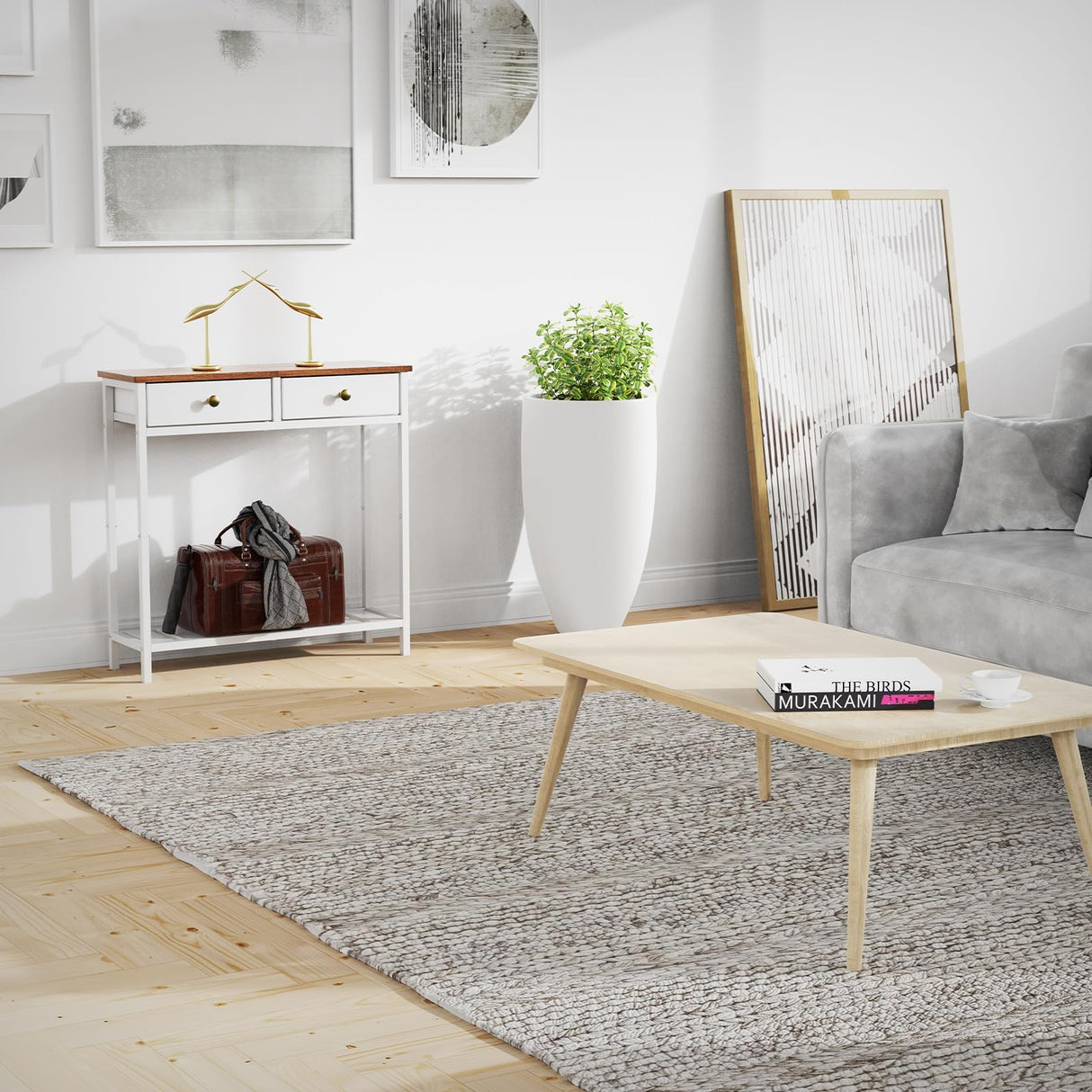 Console Table with Drawer, Accent Sofa Table Hall Table with Storage Shelves,