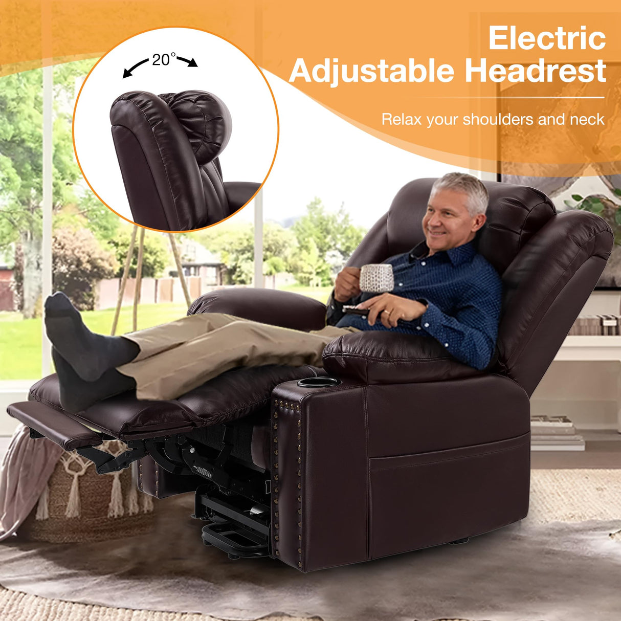 Triple Motor Large Power Lift Recliner Chair for Elderly with Heat and Massage