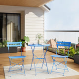 Steel Frame Patio Bistro Set, 3-Piece Outdoor Folding Table and Chairs, Weather Resistant