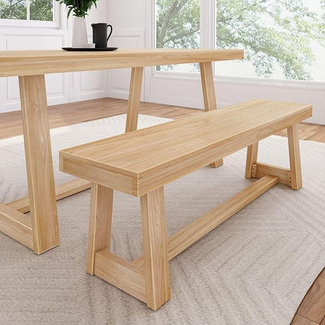 60 Inch Farmhouse Dining Bench, Solid Wood Entryway Bench