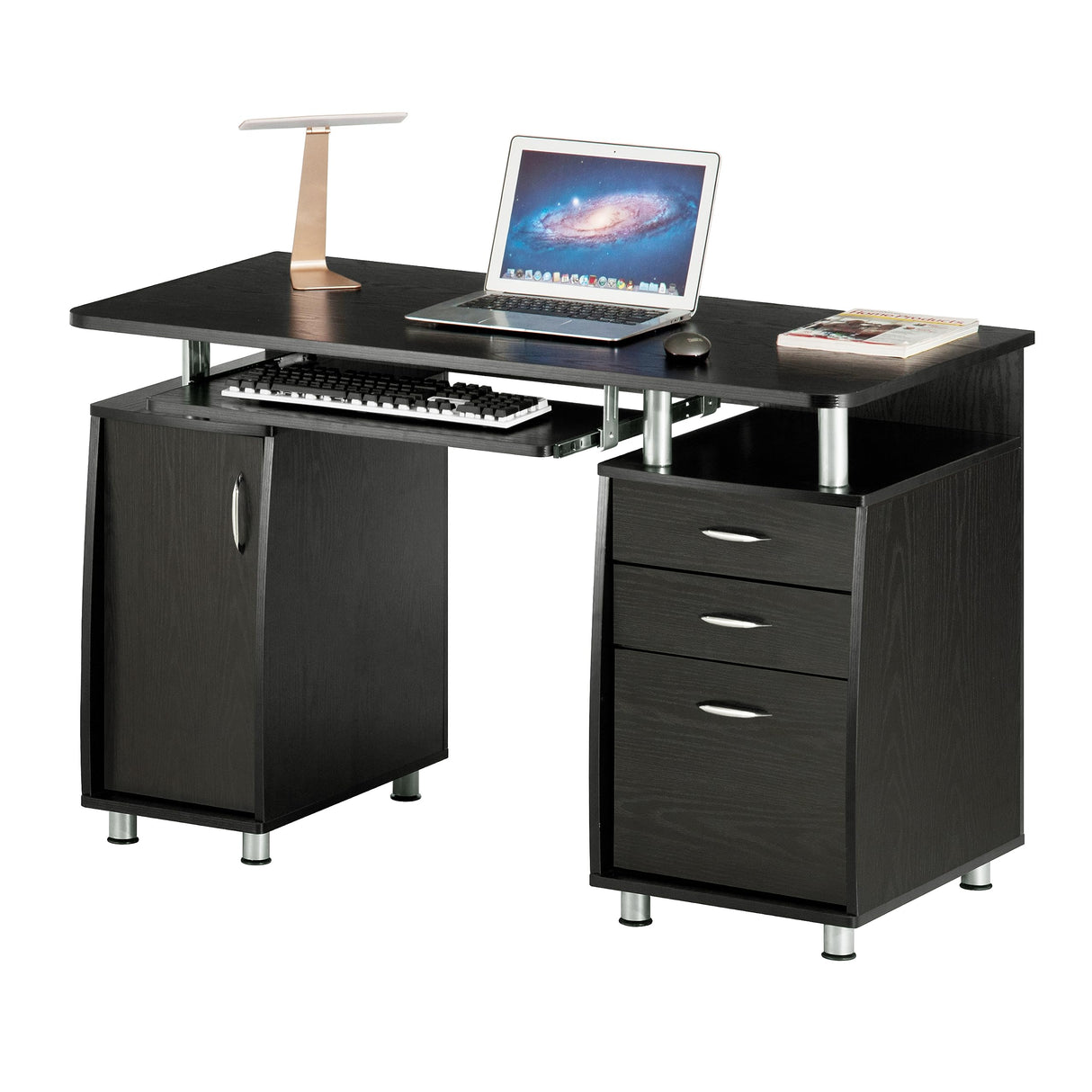 47.25" Ergonomic Computer Drawers & File Cabinet for Home Office Storage