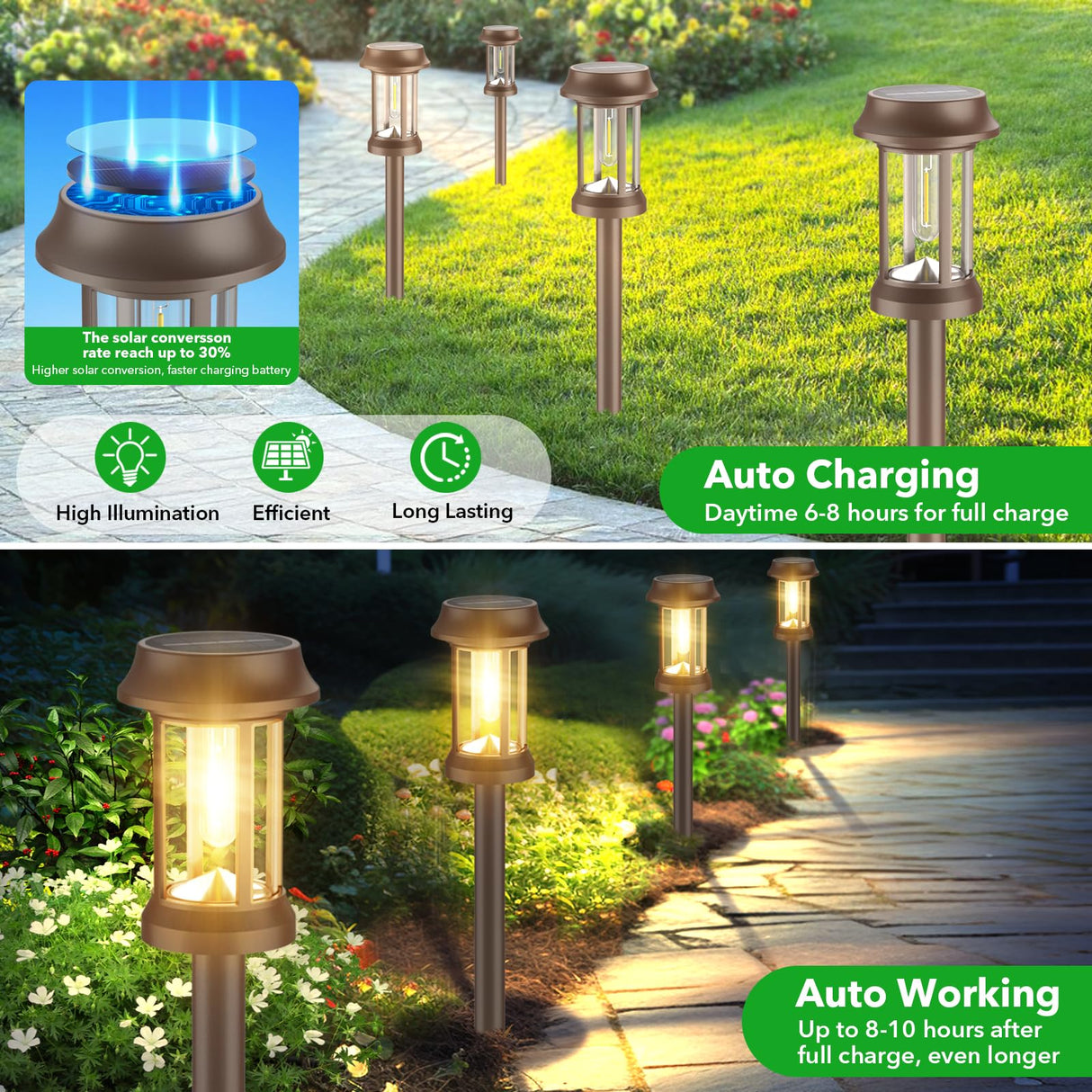 12 Solar Pathway Lights & 8 Pack Solar Pathway