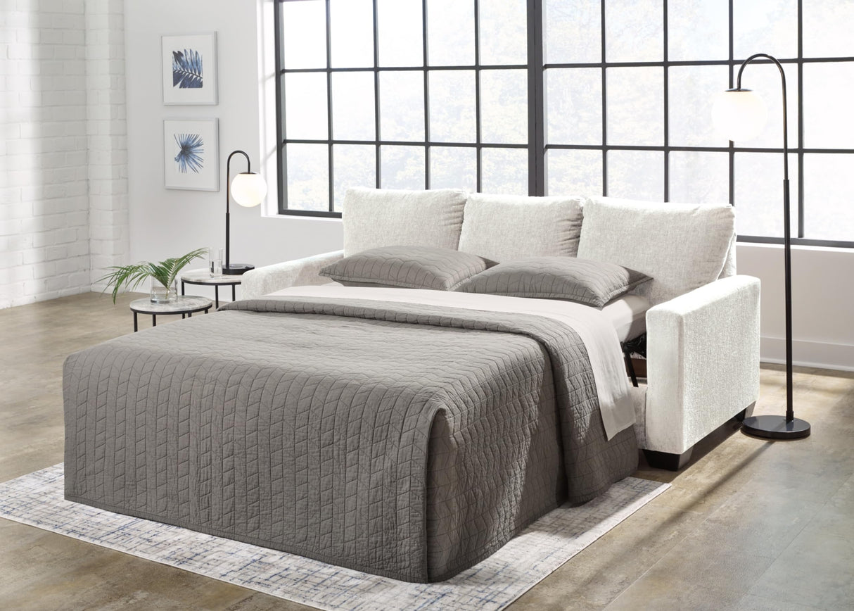 Rannis Coastal 2-in-1 Sofa Sleeper with Folding Gel Memory Foam Mattress, Queen, White