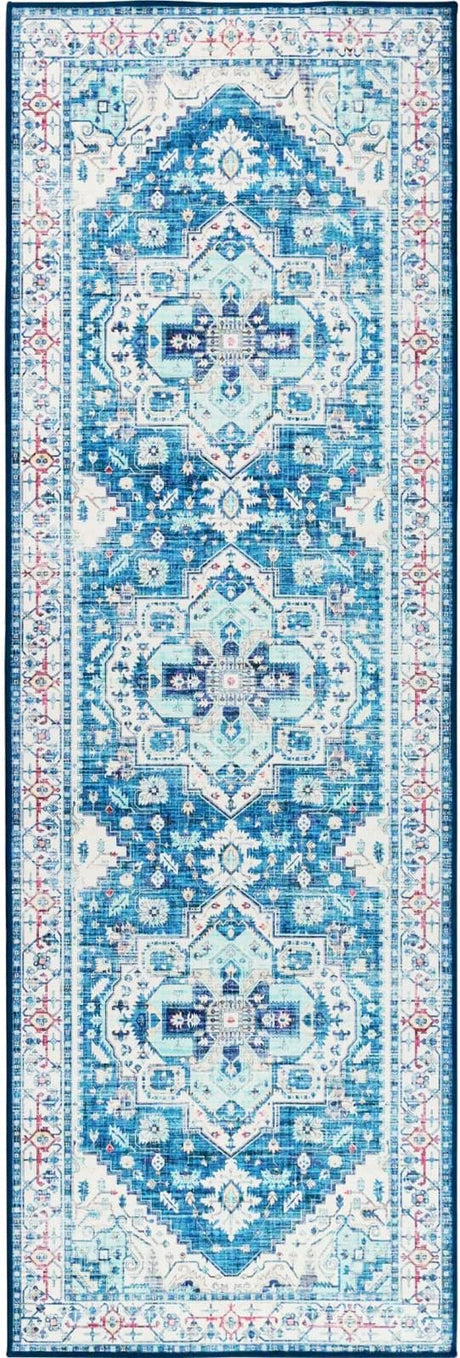 Area Rug 5x7, Vintage Moroccan Washable Rugs, Anti-Slip Backing Rugs for Living Room