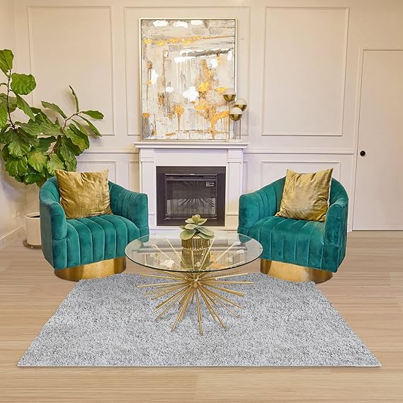 Modern Solid Ivory White Area Rug 5' x 8' - Indoor Outdoor Bohemian Accent