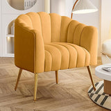 Oversized Pumpkin Couch Accent Chair, Modern Comfy Velvet Upholstered Barrel Chairs