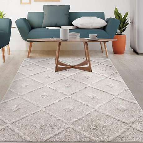 Rugs Palafito 8x10 Geometric Shag Diamond High-Low Pile Textured Indoor Area