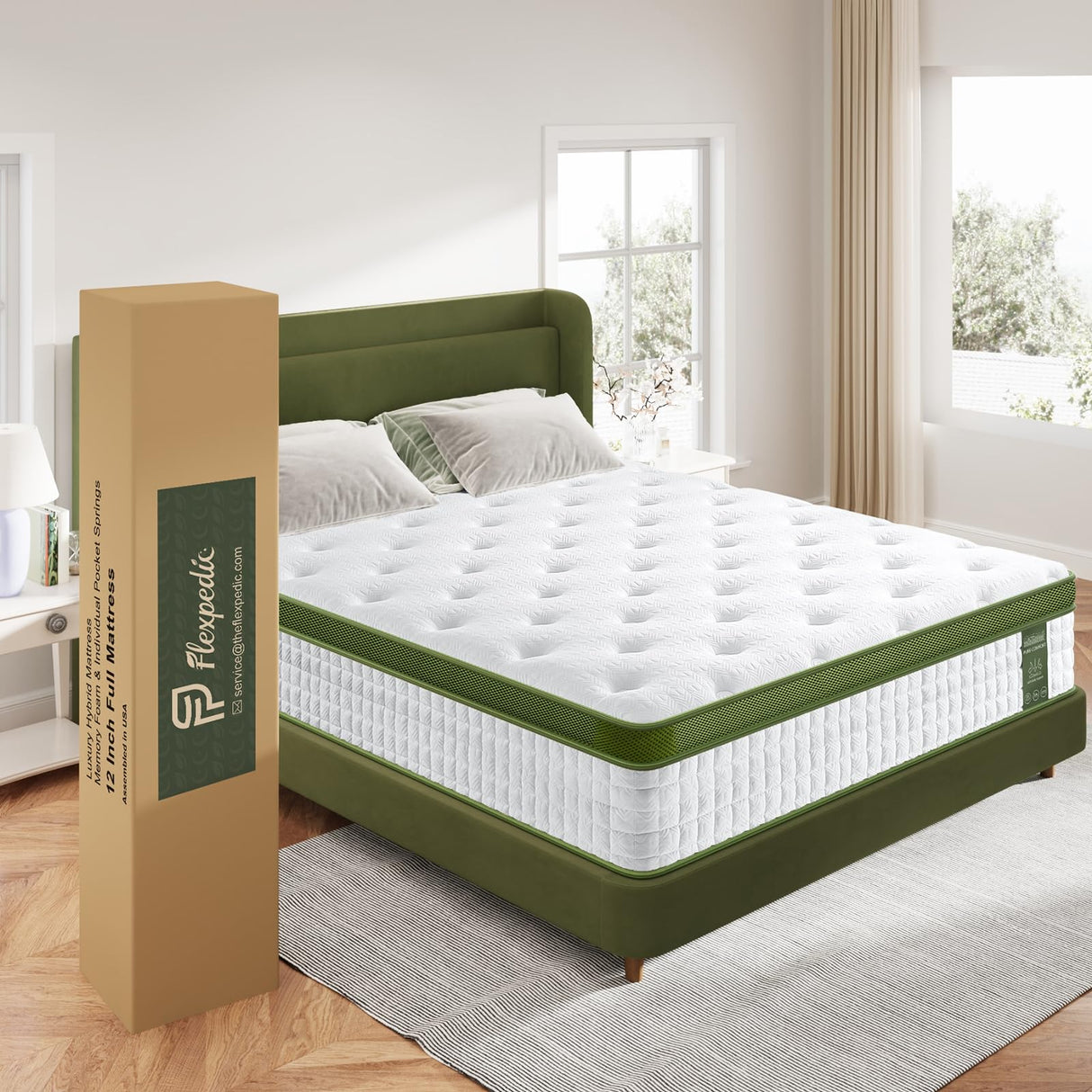 Queen Mattress, 14 Inch Hybrid Mattress In a Box with Gel Memory Foam