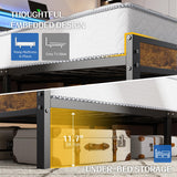 King Size Platform Bed Frame with LED Lights and Storage Shelves