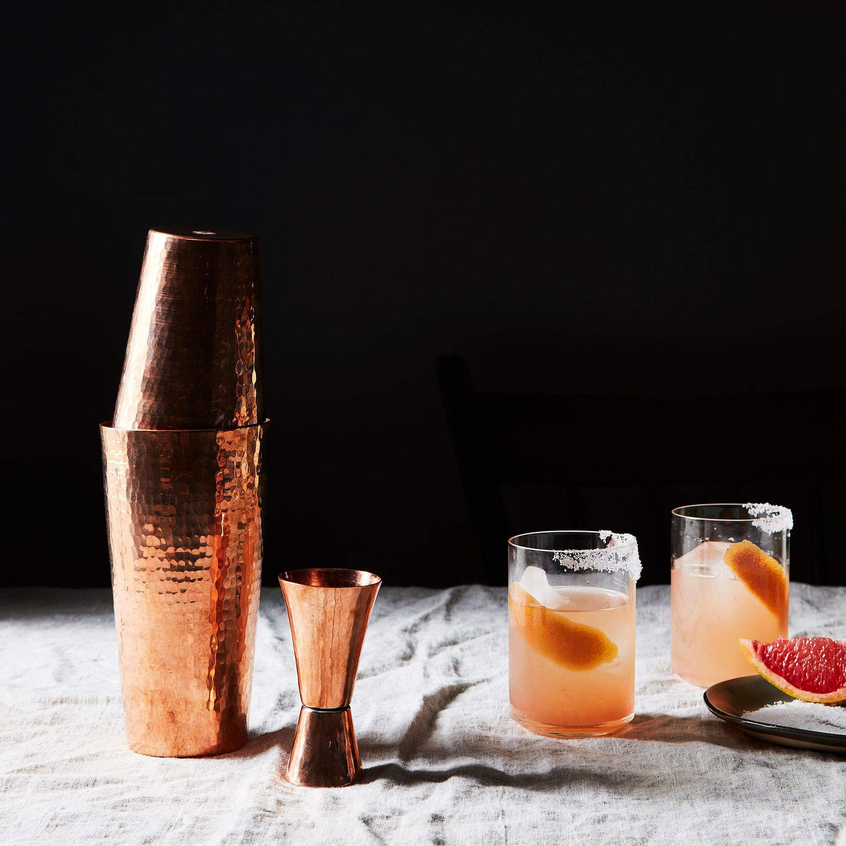 Boston Maraka Cocktail Shaker Set, Hand Hammered 100% Pure Copper