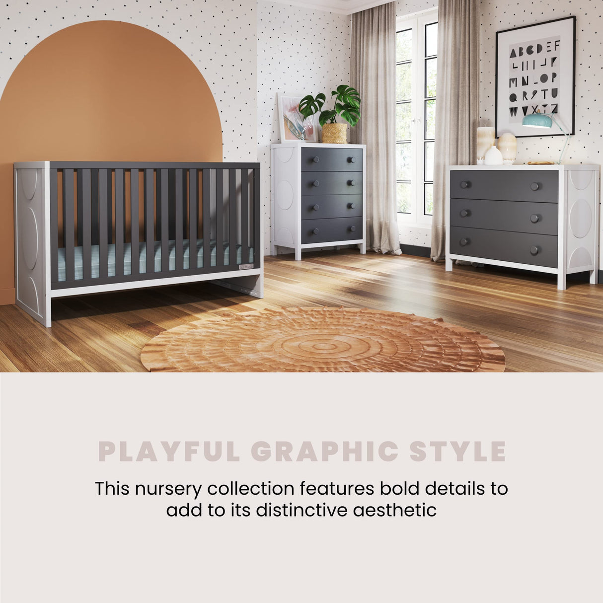 3 in 1 Convertible Crib, Baby Crib Converts to Day Bed, Toddler Bed