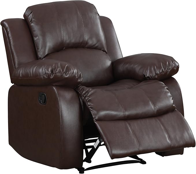 60" Bonded Leather Double Reclining Loveseat, Black