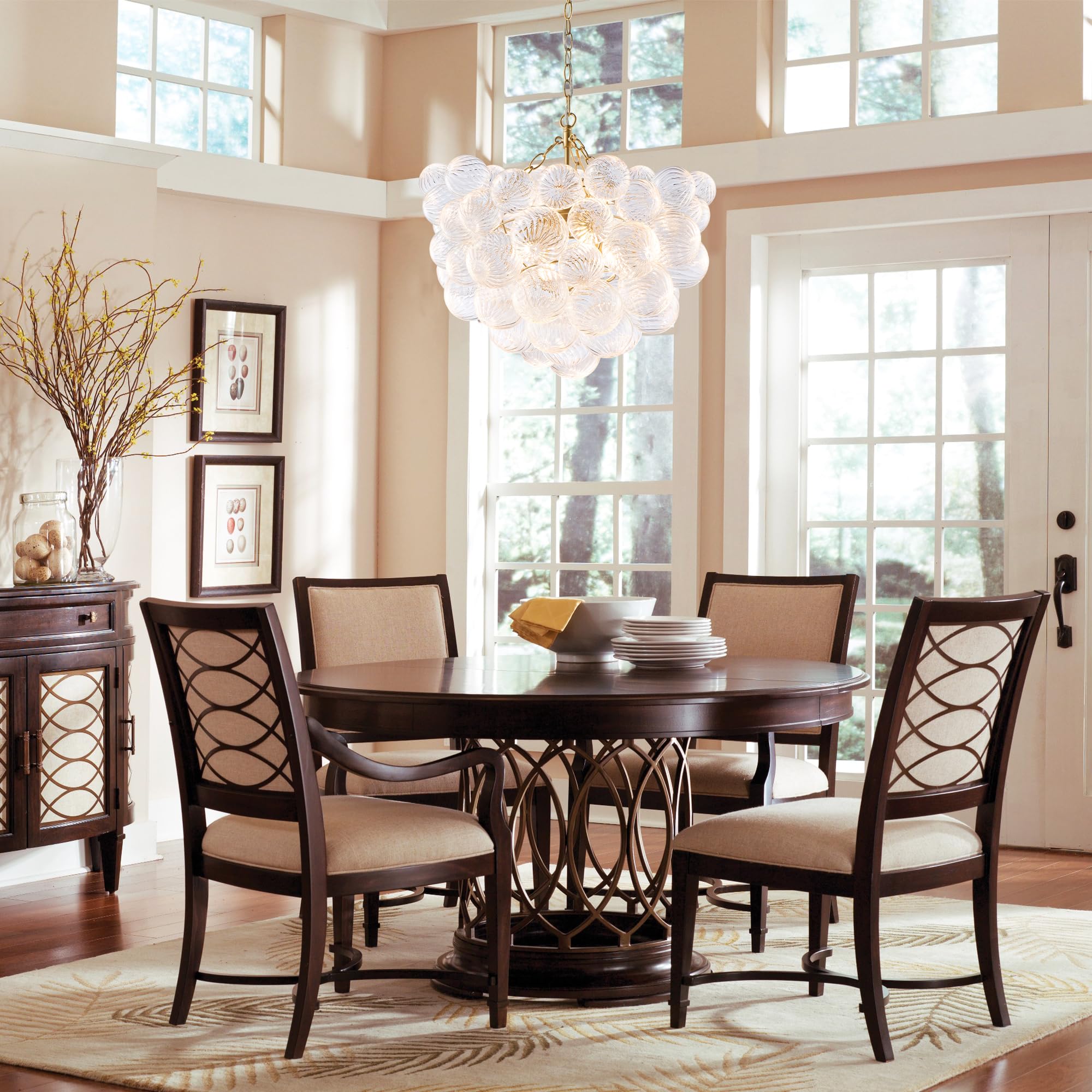 Gold Bubble Chandelier Lighting Dia 20" Swirled Clear Ribbed