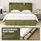 Queen Bed Frame with Storage Drawers - Upholstered Headboard