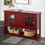 Charlotte Classic Glass Door Storage Buffet, 52 Inch, Red